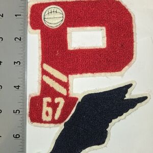 POLO RALPH LAUREN P-WING Red and Black Varsity Letter Patch